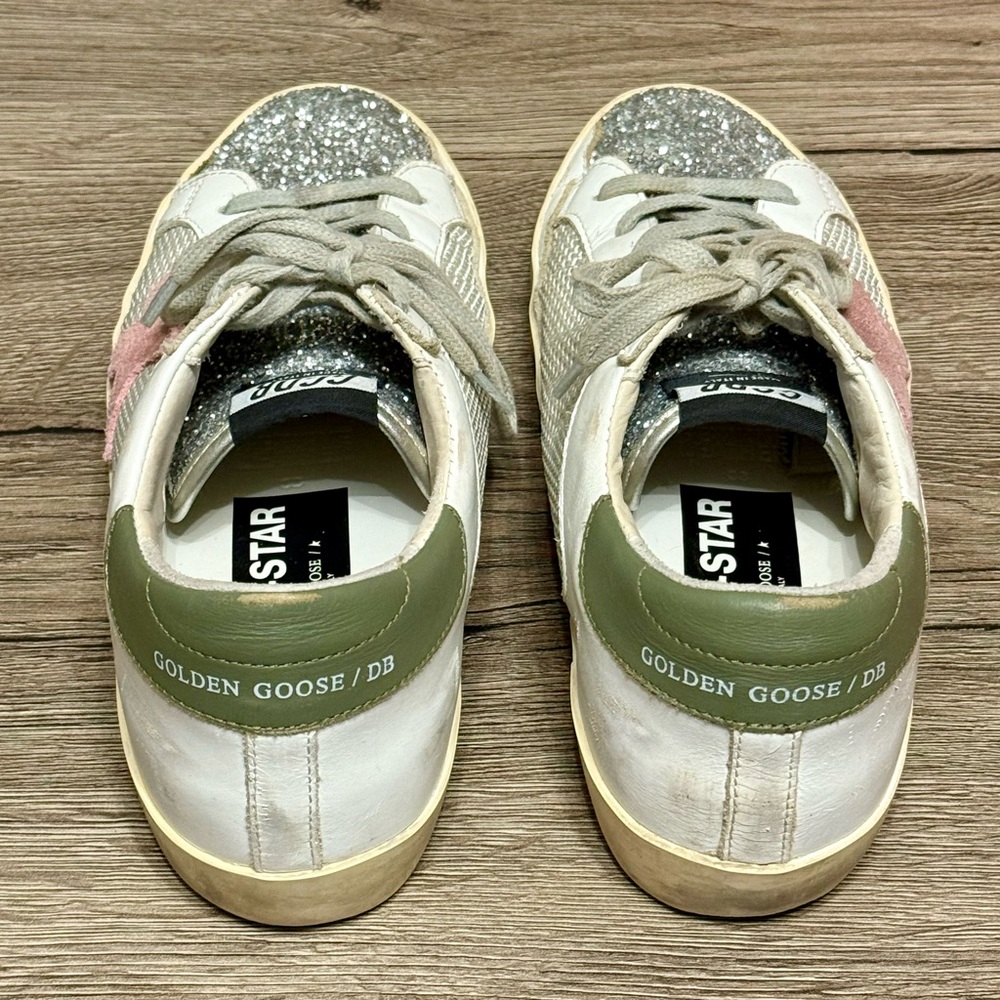 Golden Goose Women's Super-Star Sneakers - Glitter, White, Green, Pink 38s